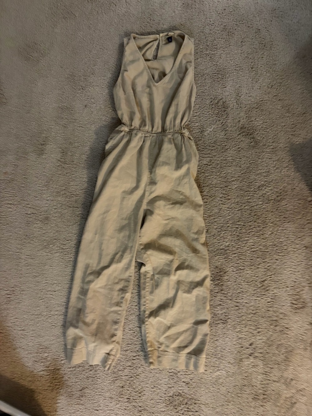 Universal Thread Sleeveless V-Neck Utility Jumpsuit in Khaki